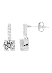 Sterling Silver Cubic Zirconia Circle Drop Earrings