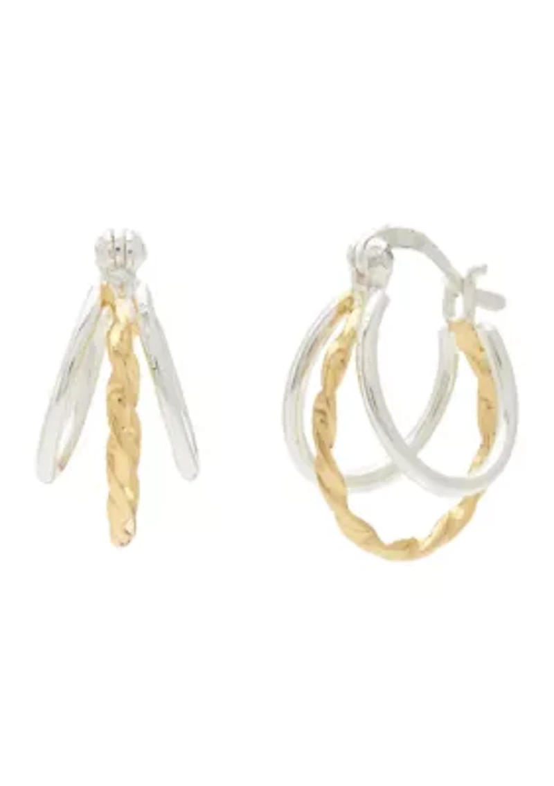 Two Tone Triple Hoop Earrings