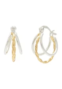 Two Tone Triple Hoop Earrings