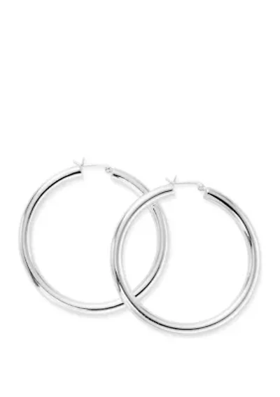Silver Plated Tube Hoop Earrings