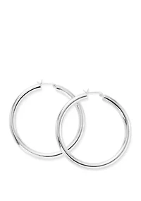 Silver Plated Tube Hoop Earrings