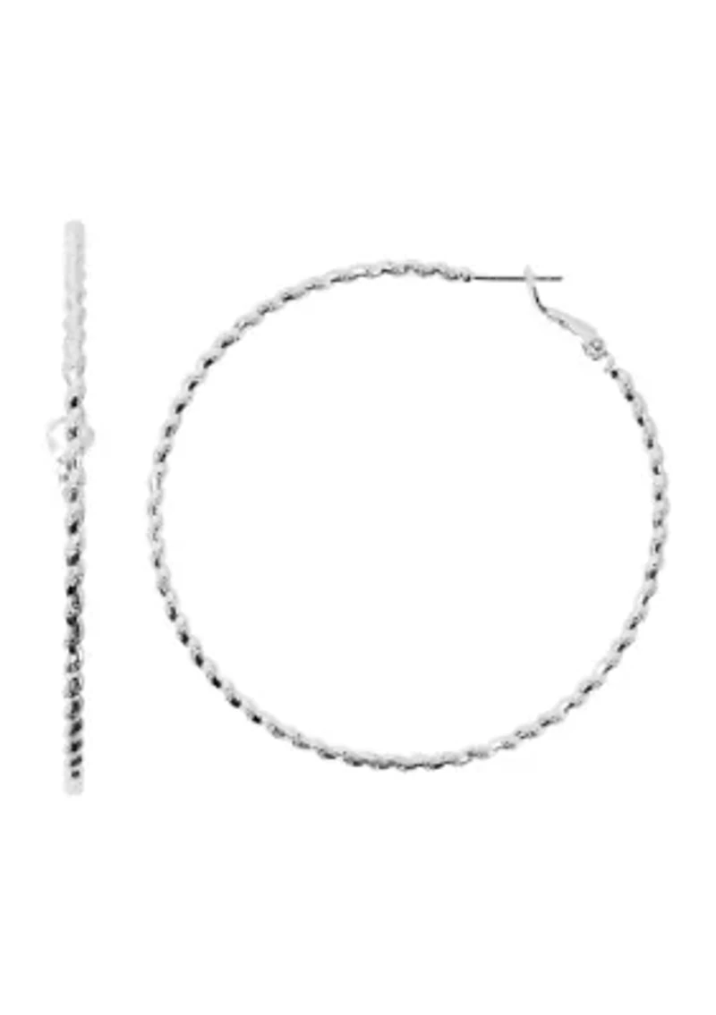 Fine Silver Plated Large Hoop Earrings