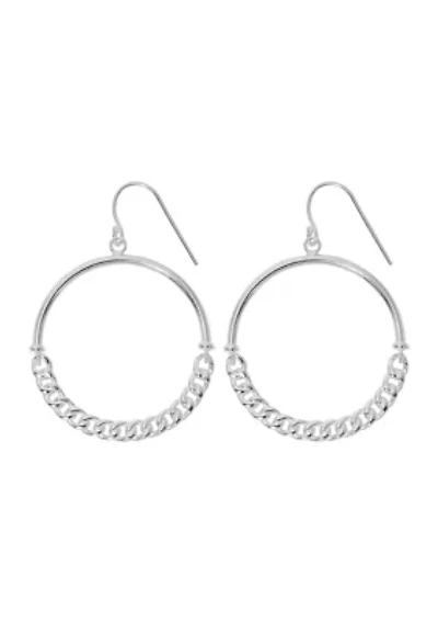 Silver Plated Chain Hoop Earrings