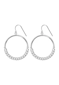 Silver Plated Chain Hoop Earrings