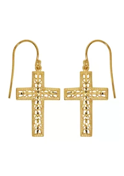 Fine Silver Plated Cross Drop Earrings
