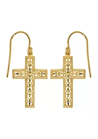 Fine Silver Plated Cross Drop Earrings