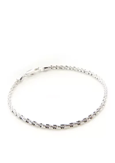 Silver Plated Fancy Rolo Chain Bracelet