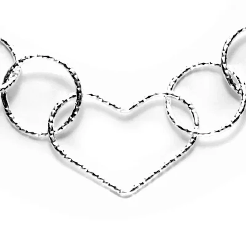 Silver Plated Link Open Heart Bracelet