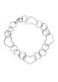 Silver Plated Link Open Heart Bracelet