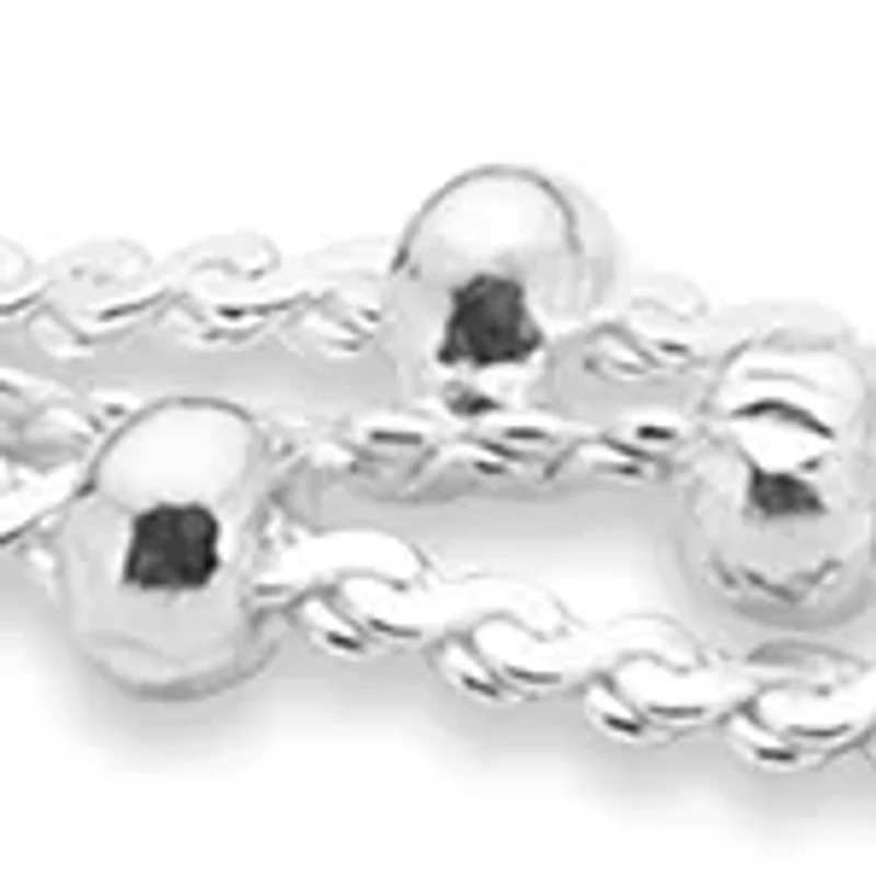 Silver Plated Triple Row Serpentine Chain Bracelet