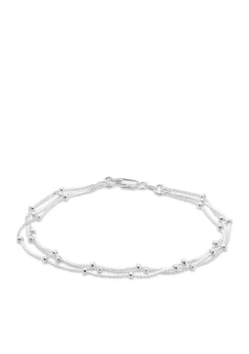 Silver Plated Triple Row Serpentine Chain Bracelet