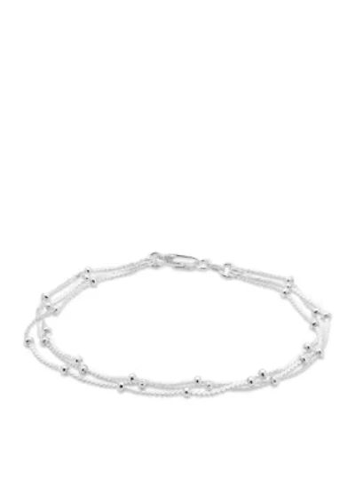 Silver Plated Triple Row Serpentine Chain Bracelet