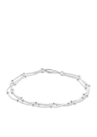 Silver Plated Triple Row Serpentine Chain Bracelet