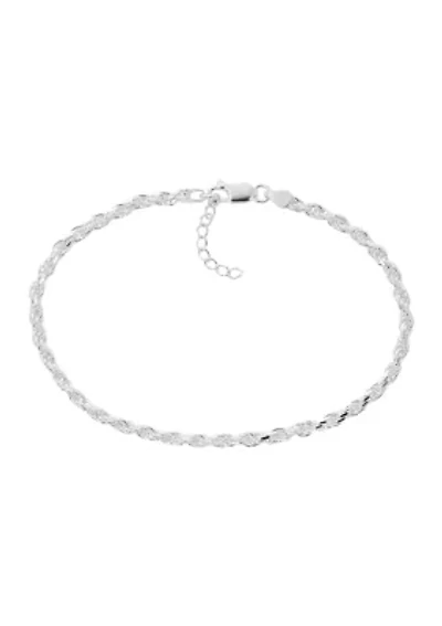 Silver Tone Rope Ankle Bracelet 