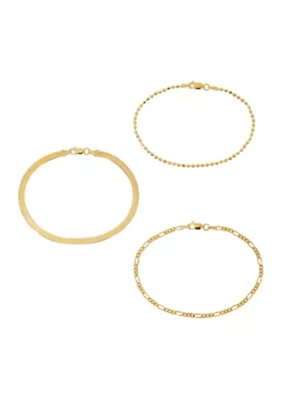 Gold Over Silver Plated 3 Chain Bracelets