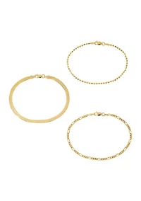 Gold Over Silver Plated 3 Chain Bracelets