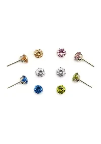 Lab Created Sterling Silver Multi Stud Earrings - 5 Pairs