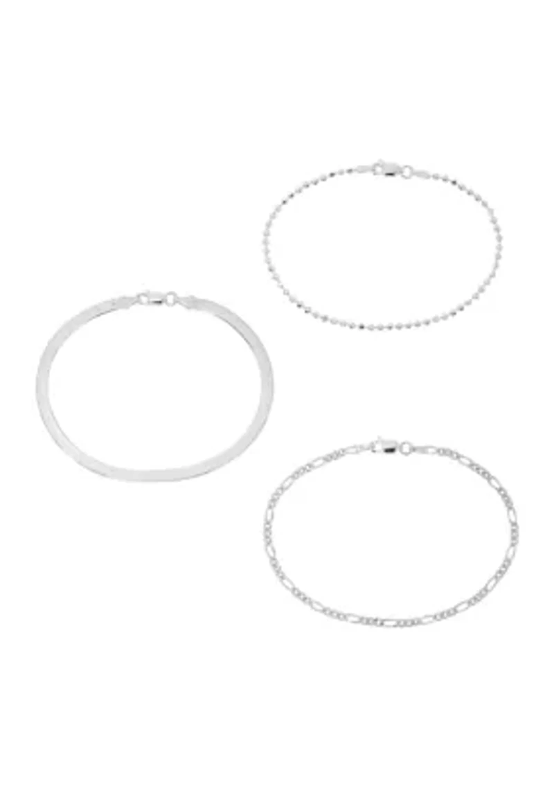 Sterling Silver 3 Chain Bracelets