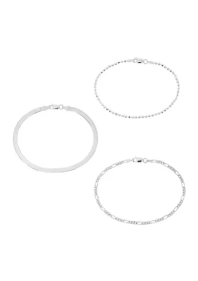 Sterling Silver 3 Chain Bracelets