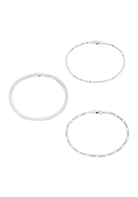 Sterling Silver 3 Chain Bracelets