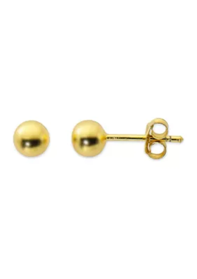 5 Millimeter Ball Button Earrings in 24K Gold Plated Sterling Silver