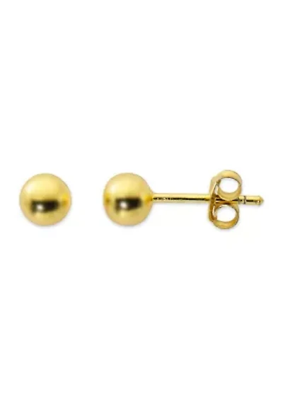 5 Millimeter Ball Button Earrings in 24K Gold Plated Sterling Silver