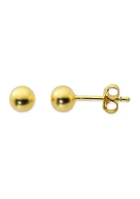 5 Millimeter Ball Button Earrings in 24K Gold Plated Sterling Silver