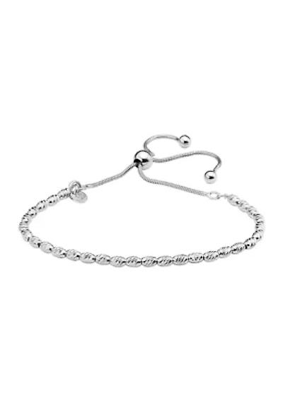 Sterling Silver Oval Bead Adjustable Bracelet 