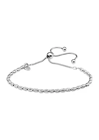 Sterling Silver Oval Bead Adjustable Bracelet 