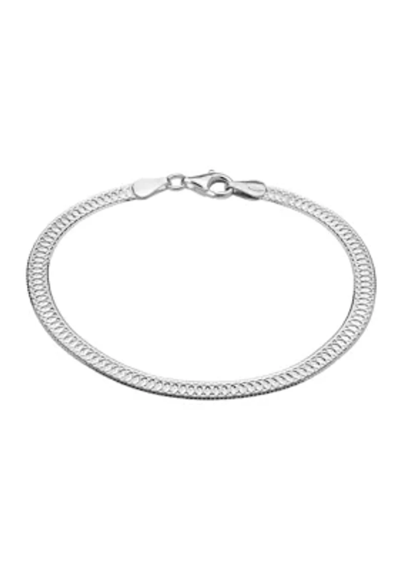 Fine Silver Plated Herringbone Chain Bracelet 