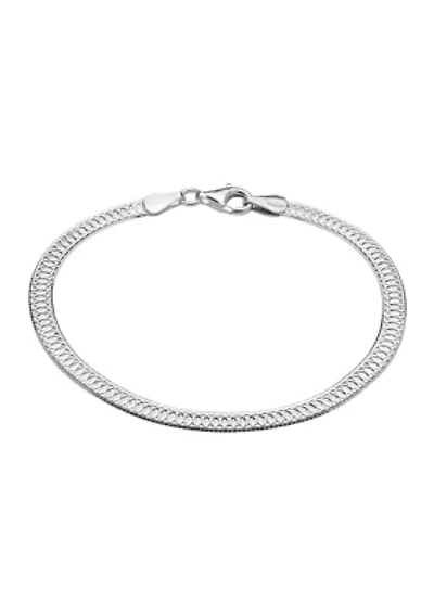 Fine Silver Plated Herringbone Chain Bracelet 