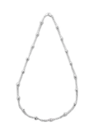 Sterling Silver Grooved Bead Necklace