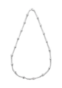 Sterling Silver Grooved Bead Necklace
