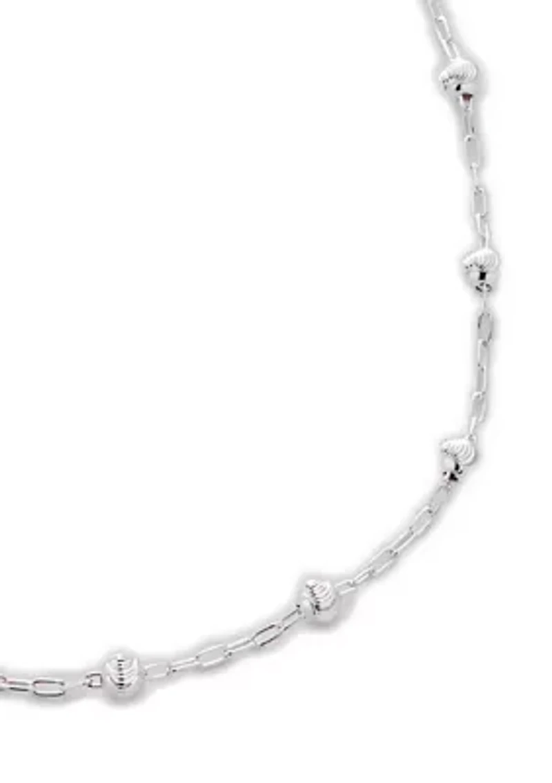 Sterling Silver Grooved Bead Necklace