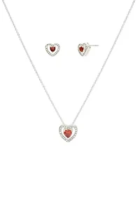 Heart Stone Necklace and Earrings Set