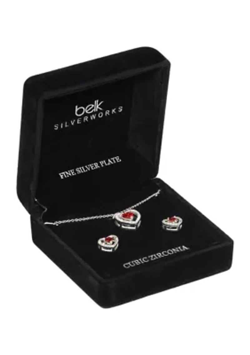 Heart Stone Necklace and Earrings Set