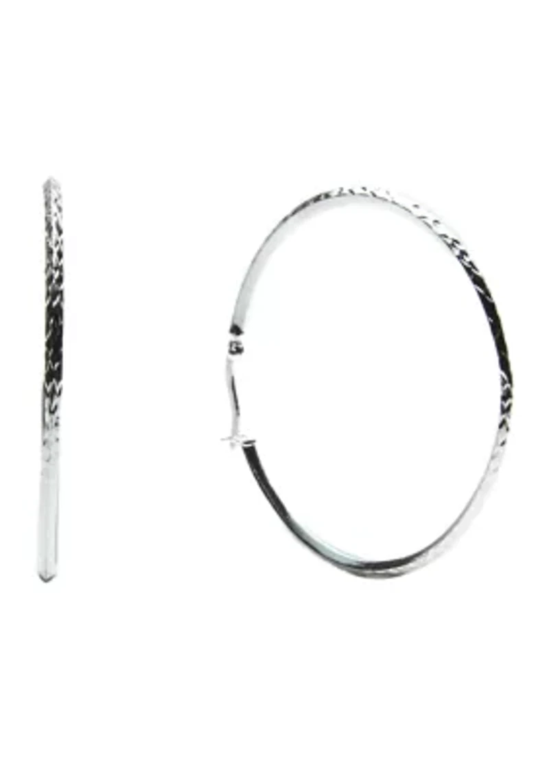 Silver Plated Knife Edge Hoop Earrings