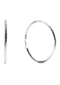 Silver Plated Knife Edge Hoop Earrings