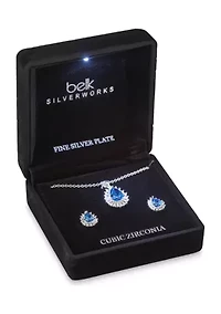 Teardrop Stone Pendant Necklace and Earrings Set