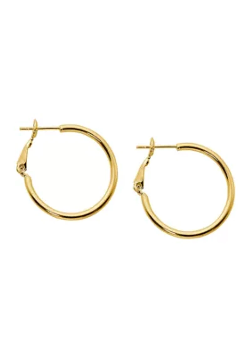 Gold Over Silver Plated 25 Millimeter Hoop Earrings
