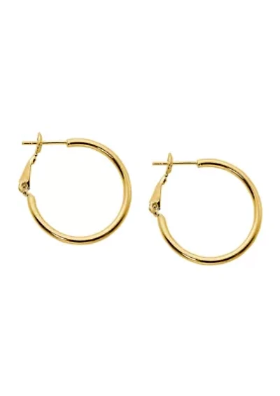 Gold Over Silver Plated 25 Millimeter Hoop Earrings