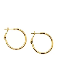 Gold Over Silver Plated 25 Millimeter Hoop Earrings