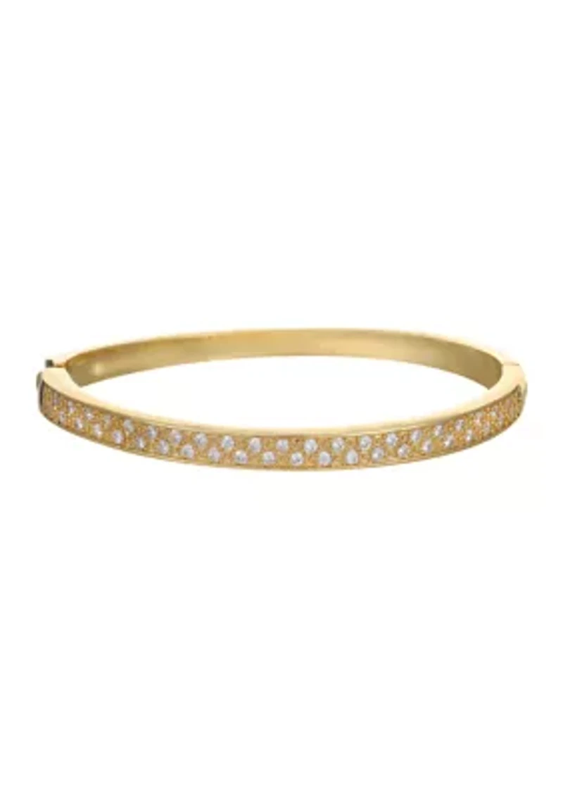Gold Plated Lab Created Cubic Zirconia Bangle Bracelet