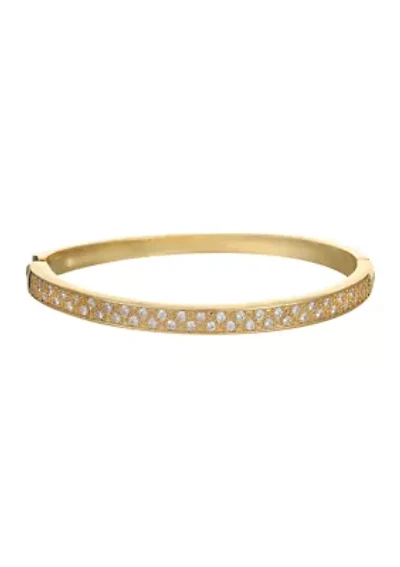 Gold Plated Lab Created Cubic Zirconia Bangle Bracelet