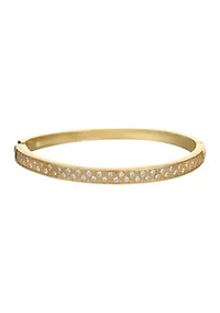 Gold Plated Lab Created Cubic Zirconia Bangle Bracelet