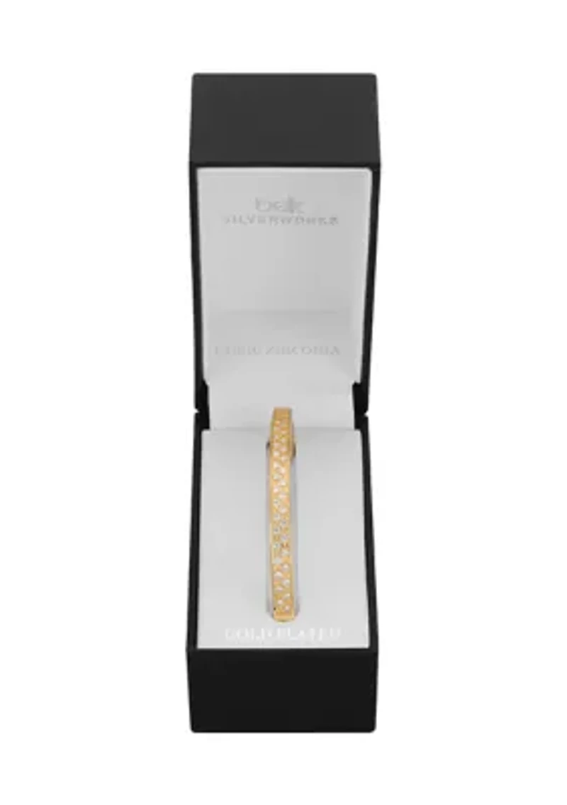 Gold Plated Lab Created Cubic Zirconia Bangle Bracelet