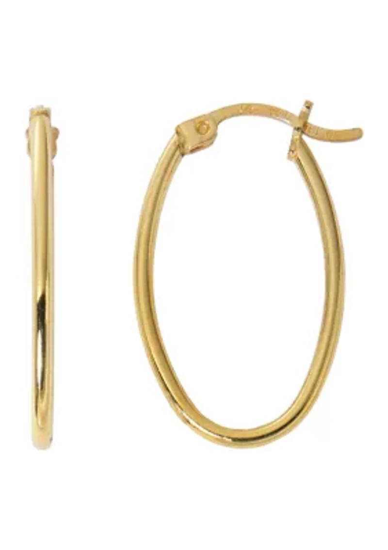 Gold Plated 18 Millimeter Oval Click Top Hoop Earrings