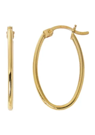 Gold Plated 18 Millimeter Oval Click Top Hoop Earrings