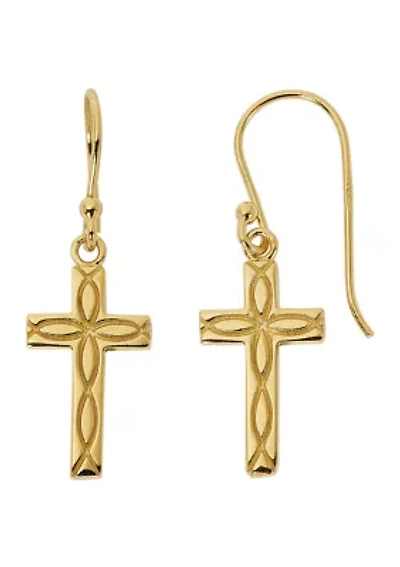 Gold-Plated Cross Drop Earrings