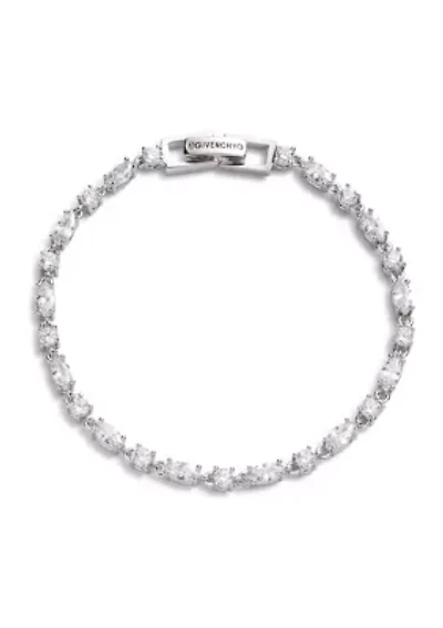 Silver Tone Crystal Tennis Flex Bracelet